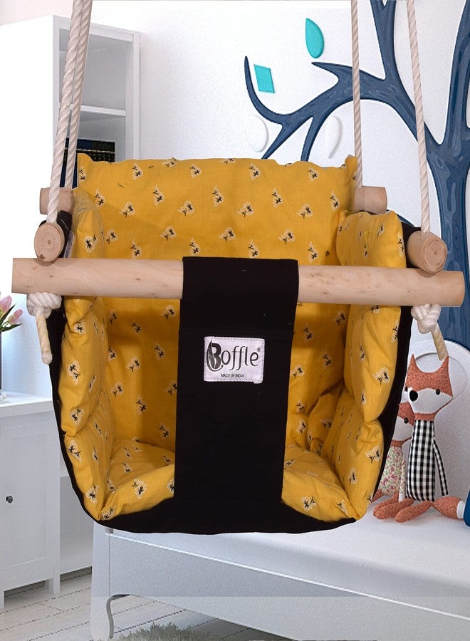 BOFFLE Swing | Baby Swing Hanging Indoor Outdoor | Jhula for Baby | Baby Garden Swing | Jhula for Childrens| (6 Months to 3 Years) (Up to 25 kg) (Black Yellow) - Image 2